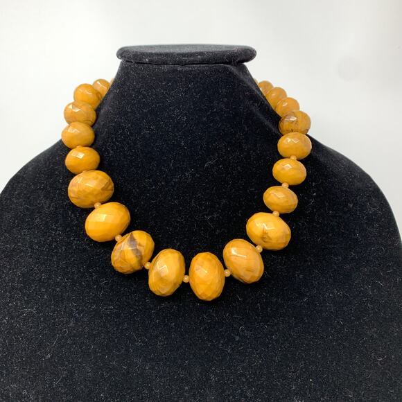 Anthropologie Short Necklace Butterscotch Colored Faceted Beads - Picture 1 of 5